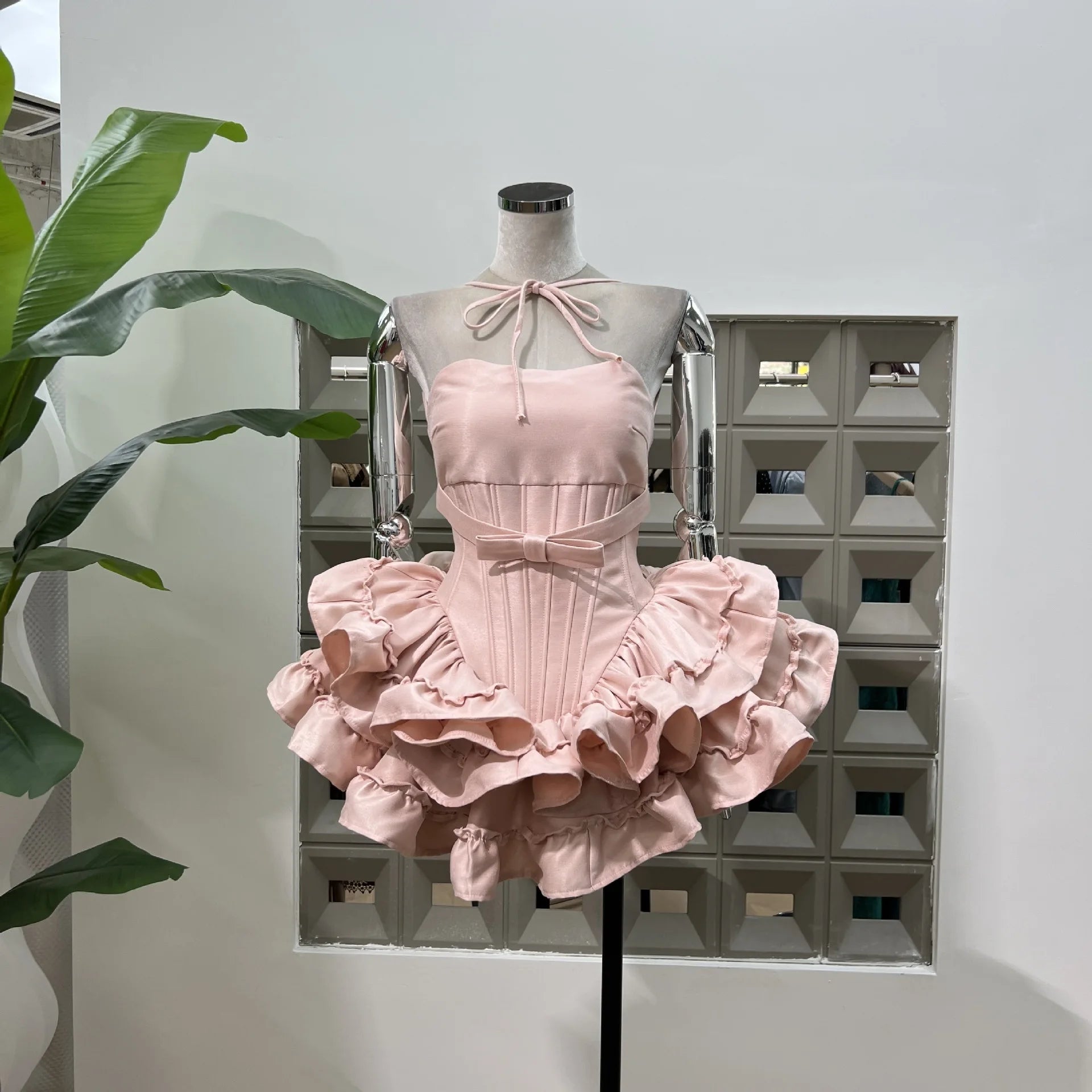 Xajzpa Fashion Solid Color Folds Dress Women's Strapless Fishbone Waist Retraction Dresses 2025 Summer New Tide