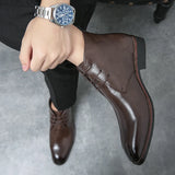 Xajzpa Men's Comfortable Ankle Leather Boots Men's Fashion Brand Chelsea boots men's brand leather boots high top shoes