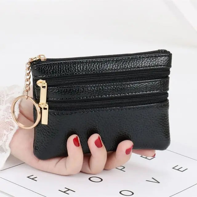 Xajzpa  Fashion Women Wallet Clutch Three Zip Female Short Small Coin Purse New Brand Design Soft Mini Card Holder Wallet Money Bag