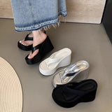Xajzpa Slippers Women Summer Shoes For Girls Pantofle Platform Shale Female Beach Luxury Slides On A Wedge Heeled Mules Rubber Flip Flo