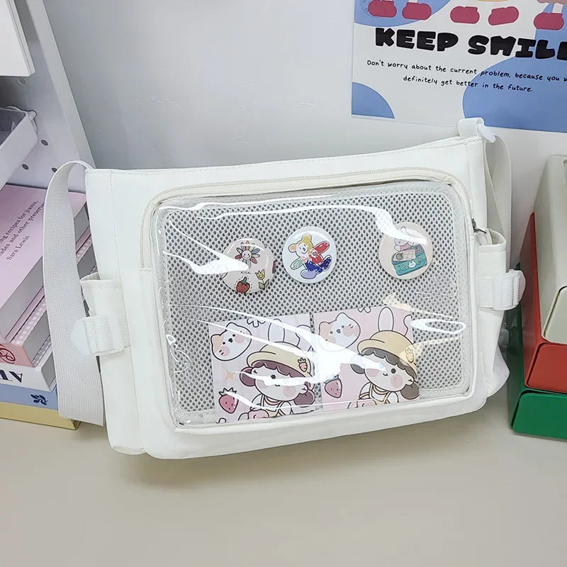 Xajzpa Preppy Style Candy Colour Cute Shoulder Bag Anime Expo Transparent Badge Display Messenger Bag Women Doll Itabag Crossbody Bag