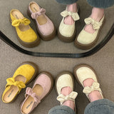Xajzpa Shoes Woman Cover Toe Butterfly-Knot Slippers Summer Platform Pantofle New Butterfly-knot Slides Mary Janes Slippers Women