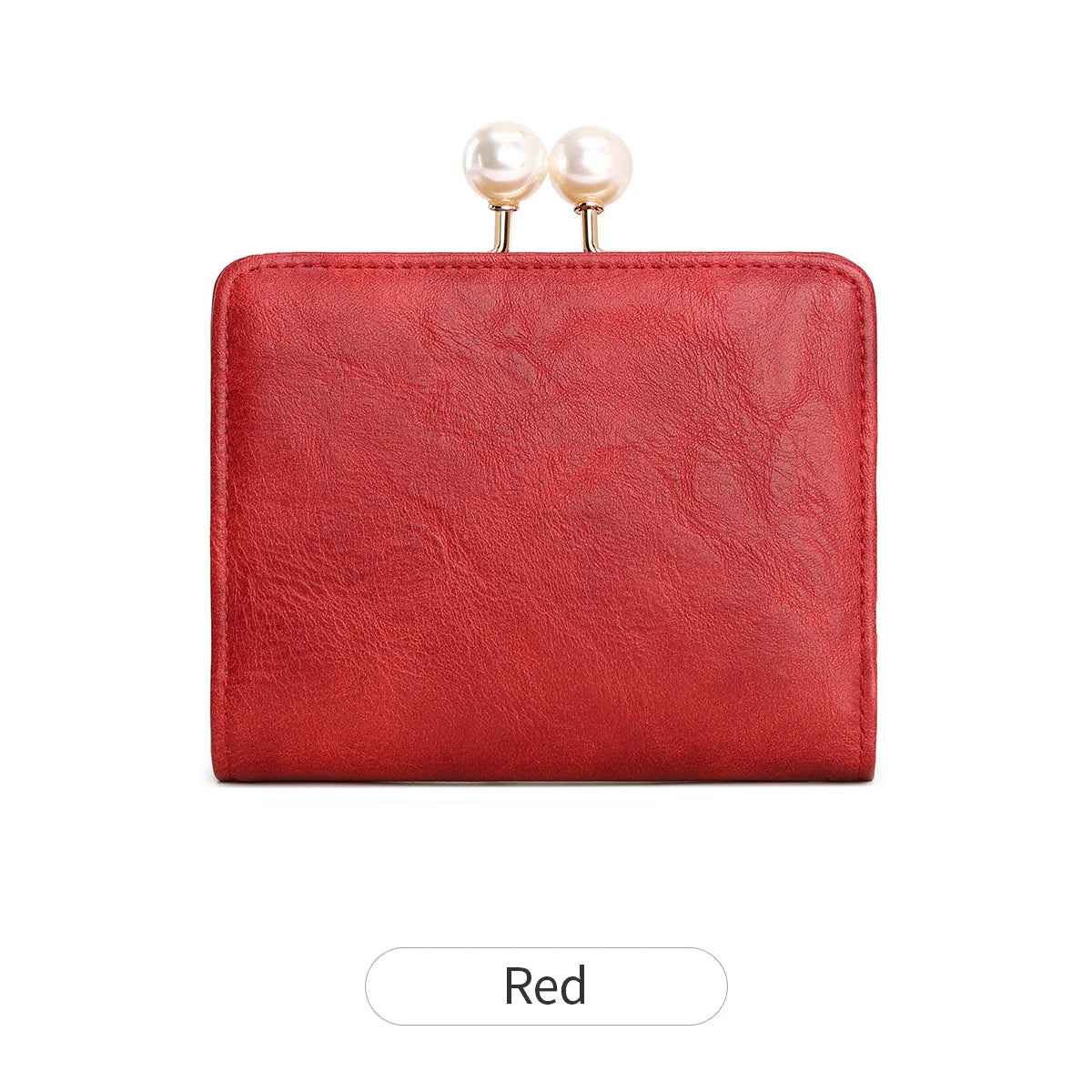 Xajzpa Women's Wallet Short Compact Three Layer Large Capacity Retro Pearl Wallet High Quality PU Leather Multi Card Seat/Coin Zero Wallet