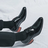 Xajzpa New men's lace up Oxford shoes genuine leather high heels club classic pointed casual fashion shoes new style