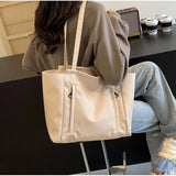 Xajzpa Waterproof Nylon Tote Bag with Large Capacity for Work Commuting Women's Shoulder Bag Student's Handheld Tote Bag for Class