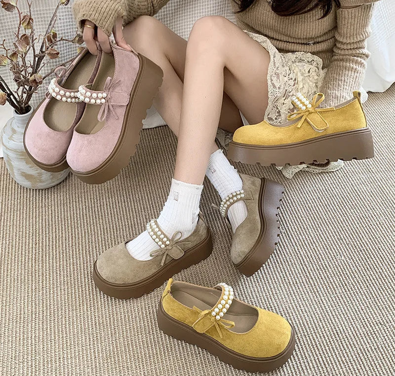 Xajzpa Thick soled height increasing women's shoes for spring summer new style rhinestones simple comfortable versatile women's shoes