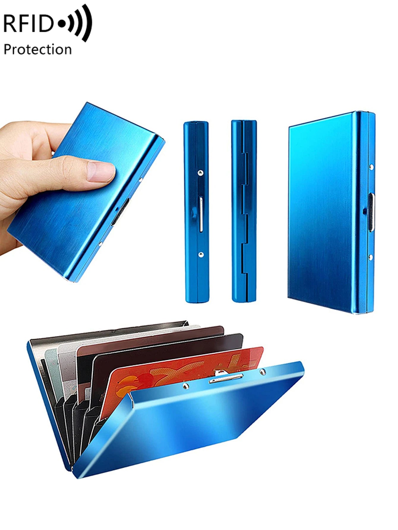 Xajzpa Credit Card Holder Stainless Steel Credit Card Holder Metal ID Card Holder RFID Wallet Female or Male Business Card Holder