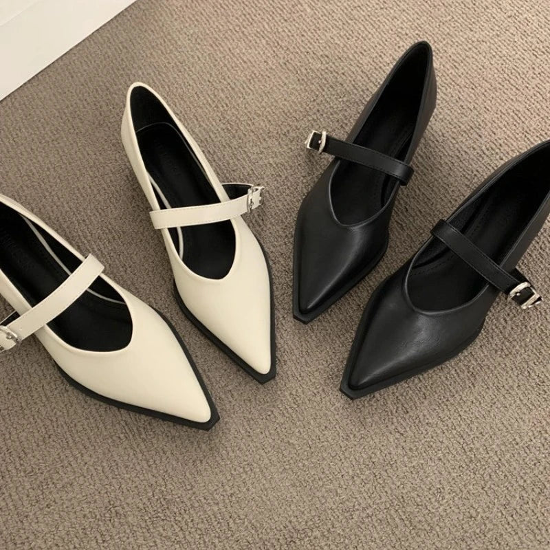 Xajzpa New Style Elegant Pointed Toe Women Heels Shoes Chunky Fashion Heeled Sandals Summer Party Pumps Dress Sandals Zapatos Mujer