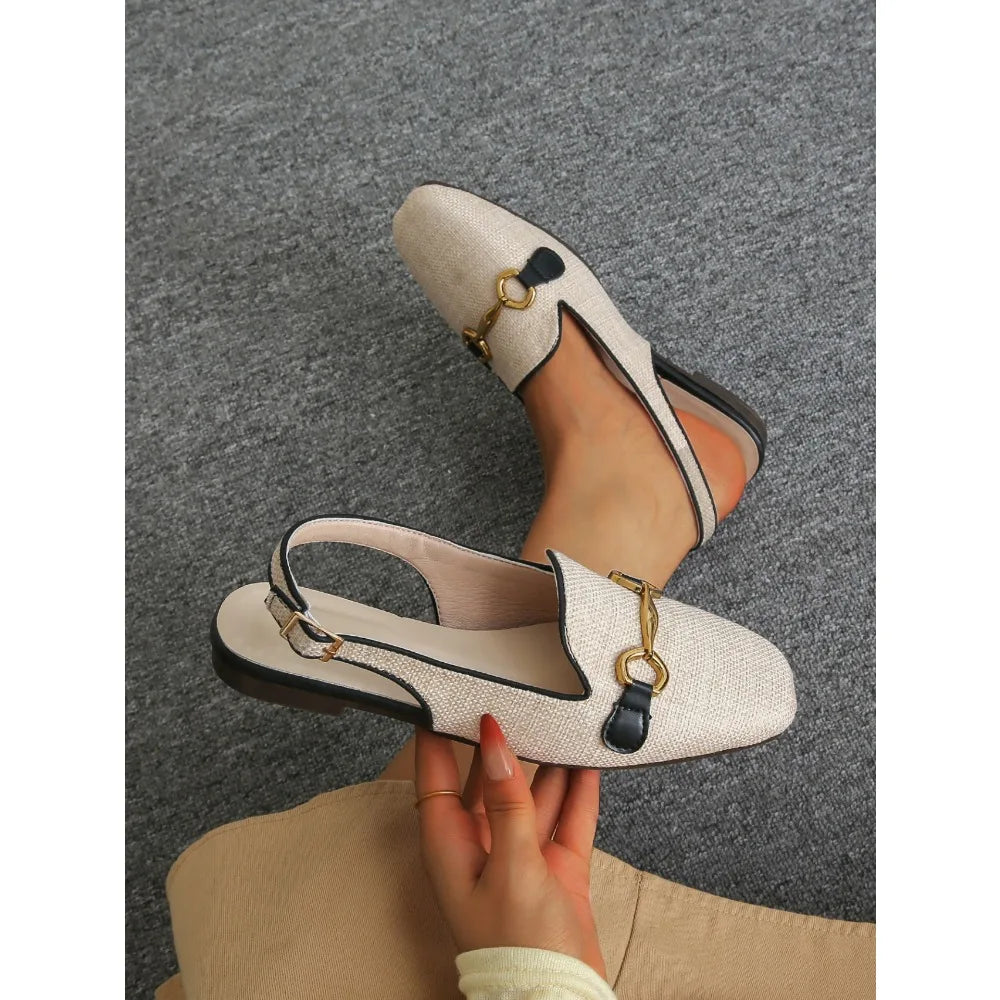 Xajzpa Women Platform Sandals Anti-slip Closed Toe Metal Shoes Women Flat Outdoor Round Toe Wedge Sandals Women Sandalias De Mujer