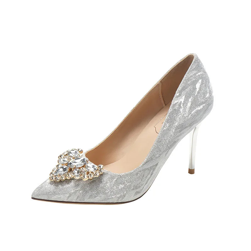 Xajzpa Shallow Mouth Fine Heeled Shoes Stiletto Beige Rubber High PU Slides Super Thin Beige High Heels Fine Heeled Shoes Shallow Mouth