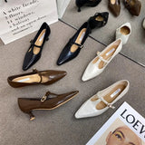 Xajzpa Summer Shoes Ladies Shallow Mouth Pointed Toe Autumn Soft 2025 Grandma New Fall Comfortable High Pumps Thin Heels Women Shoes Au