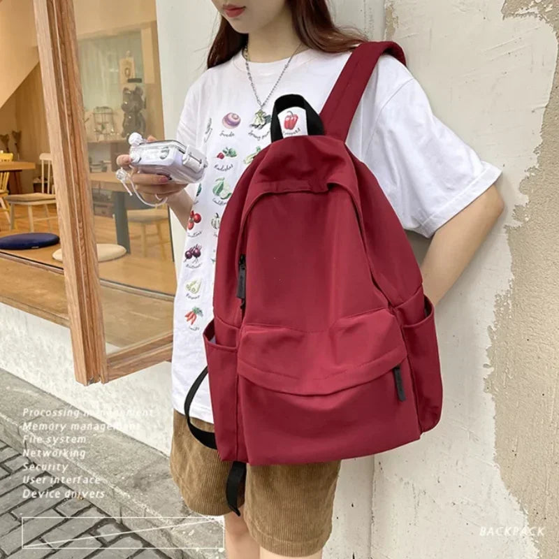 Xajzpa Black Grey White Red Versatile Backpack High Quality Large Capacity Waterproof Travel Bag Washable Nylon Computer Bag Unisex