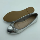 Xajzpa Gold Silver Elegant Bowknot Round Toe Women's Flat Comfort Slip-On Ladies Ballerina Single Mules Shoes Zapatos Mujer