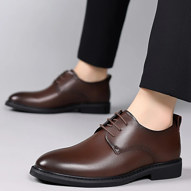 Xajzpa Size up formal leather shoes for men with lace Oxford wedding banquet office casual fashion breathable business shoes
