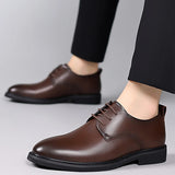 Xajzpa Size up formal leather shoes for men with lace Oxford wedding banquet office casual fashion breathable business shoes