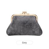 Xajzpa Cute Clip Lock Women's Coin Purse Retro Solid Color Bifold Kiss Lock Small Wallet Simple PU Leather Lipstick Portable Pocket Bag