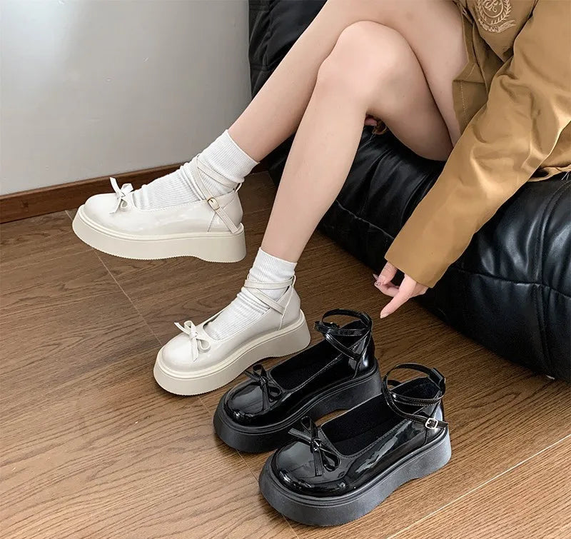 Xajzpa Women's spring summer new style shallow mouth thick sole temperament single shoe bow simple versatile casual women's shoes