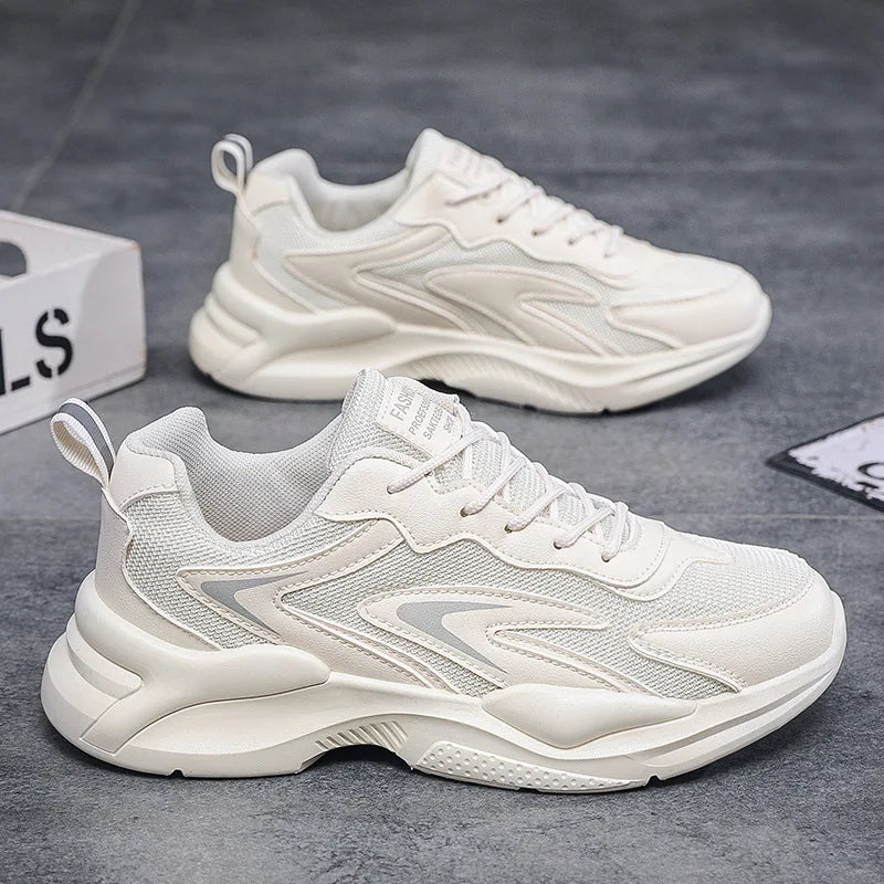 Xajzpa Men's Chunky Dad Shoes: 2025 Summer Breathable Running Sneakers with Thick Soles for Students