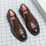 Xajzpa British style men's leather shoes, formal Oxford footwear quality breathable and comfortable wedding shoes