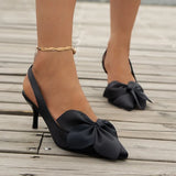 Xajzpa Sandals Summer Women Luxury Brand High Heels Sandalias Sexy Pointed Toe Slip on Bow Casual Shoes Office High Heels Women Sandals