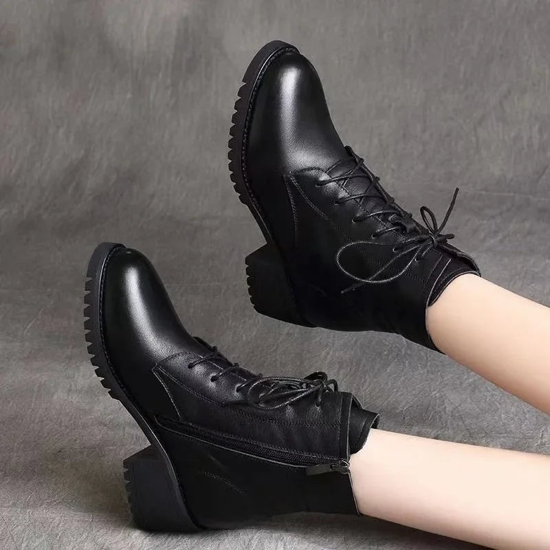 Xajzpa  High Quality Ladies Shoes Side Zipper Women's Boots Fashion Cross-tied Modern Boots Women Hot Sale Plus Size Ankle Boots