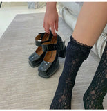 Xajzpa New Retro Mary Jane High Heels Women Shoes Fashion Chunky Heel Pumps Platform Ankle Buckle Japanese Uniform Ladies Shoes