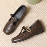 Xajzpa Low Heels Retro Woman Shoes British Style Female Footwear Soft All-Match Clogs Platform Increas Height Preppy Dress Creepers Wed