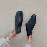 Xajzpa Women Flats Tabi Ninja Moccasins Round Split Toe Shallow Lazy Slip On Slingback Mules Leather Shoes Soft Loafers Slip