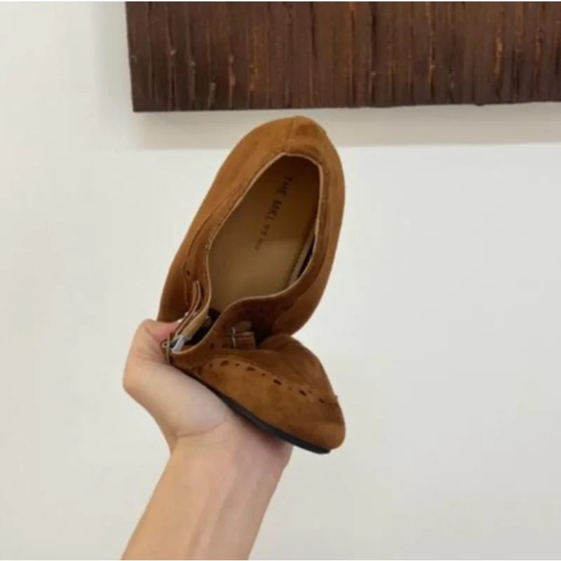 Xajzpa New Mary Janes Flats Shoes Ballet Casual Sneakers Women Sandals Loafers Trend Shallow Dress Suede Comfort Zapatos Mujer