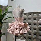 Xajzpa Fashion Solid Color Folds Dress Women's Strapless Fishbone Waist Retraction Dresses 2025 Summer New Tide