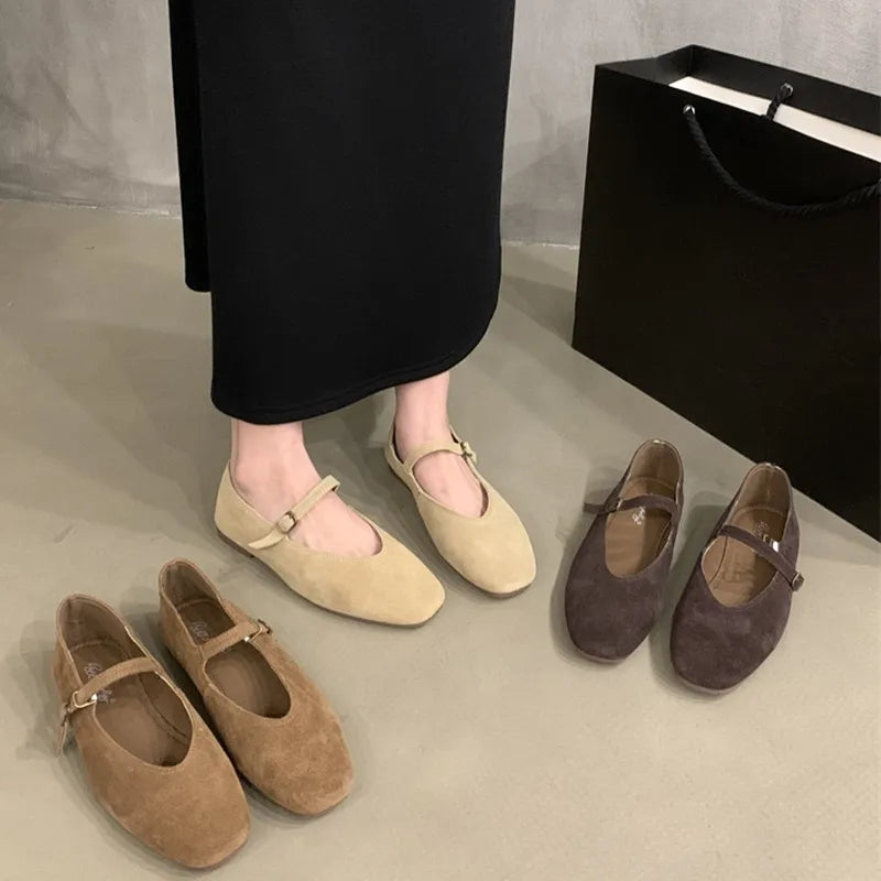 Xajzpa Brand New Women Flats Round Toe Shallow Slip On Ladies Casual Ballet Shoes Soft Leather Eelgant Dress Shoes Mujer Size