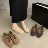 Xajzpa Brand New Women Flats Round Toe Shallow Slip On Ladies Casual Ballet Shoes Soft Leather Eelgant Dress Shoes Mujer Size