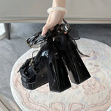 Xajzpa 2025 Christmas Women's Sweet JK Princess Lolita High Heels Girlish Campus Style Leather Shoes
