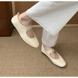 Xajzpa New Fashion Autumn Women Flat Heel Shoes Fashion Round Toe Shallow Slip on Mary Jane Shoes Soft Flat Casual Dress Single Shoes