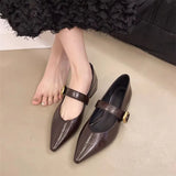 Xajzpa New Style Design High Heeled Mary Jane Pointed Toe Women Single Shoes Leather Comfort Spring Summer Dress Sexy Women's Shoes