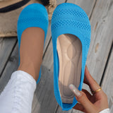 Xajzpa Comfortable Big-Head Shoes Round-Toe Flat Knitted Shoes Korean-Style Versatile Women's Single Shoes Walking Loafers Sneakers