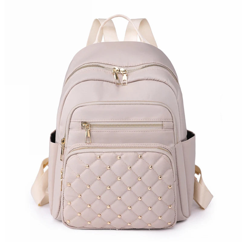 Xajzpa Lingge Rivet Nylon Fabric Design Large Capacity Three Layer Women's Backpack Senior Designer Brand Fashion Youth School Bag