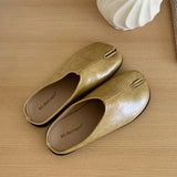 Xajzpa Women Split Toe Fur Slippers Tabi Ninja Slip On Flats Round Toe Shallow Lazy Boat Slingback Mules Shoes Soft Warm Loafe