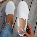 Xajzpa Solid Color Square Toe Mesh Loafers Shallow Women Flats Shoes Soft Bottom Knit Ballet Flats Shoes Casual Slip on Boat Shoes