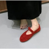 Xajzpa New Style Fashion Women's Ballet Flats Retro Red Double Belt Buckle Decoration Casual High Quality Big Size Lady Mary Jane Shoes