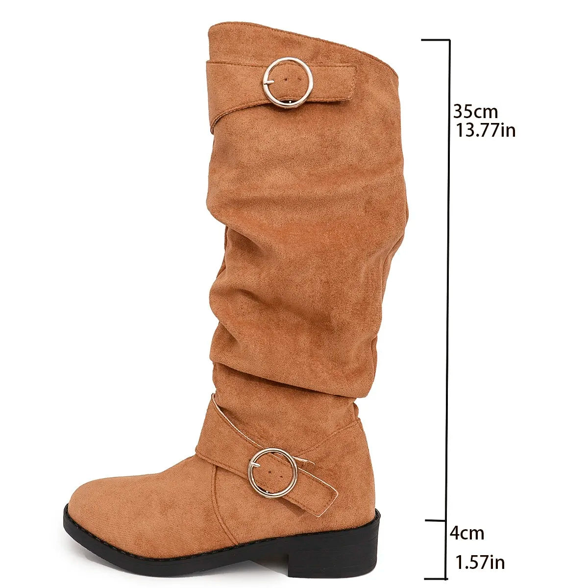 Xajzpa New Women Stylish Mid-Calf Slouchy Boots Soft Comfortable Round Toe Design Easy Pull-On Closure Outdoor Casual Shoes Shoes