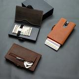 Xajzpa Men Wallets 100% Genuine Cow Leather Popup Short Card Holder Purse High Quality Brand Male Wallet Tarjeteros Para Hombre
