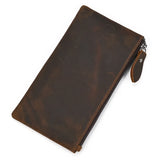 Xajzpa Men Women's Leather Purse Cellphone Pouch Iphone Bag Single Zipper Long Purse Slim Wallet for Coins Man Woman for Card Cash