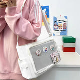 Xajzpa Preppy Style Candy Colour Cute Shoulder Bag Anime Expo Transparent Badge Display Messenger Bag Women Doll Itabag Crossbody Bag