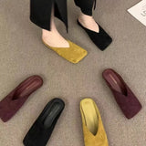 Xajzpa Women Suede Flats Mules Shoes Square Toe Slingback Slippers Casual Sandals 2026 Trend Summer Dress Flip Flops Cozy Mujer Slides