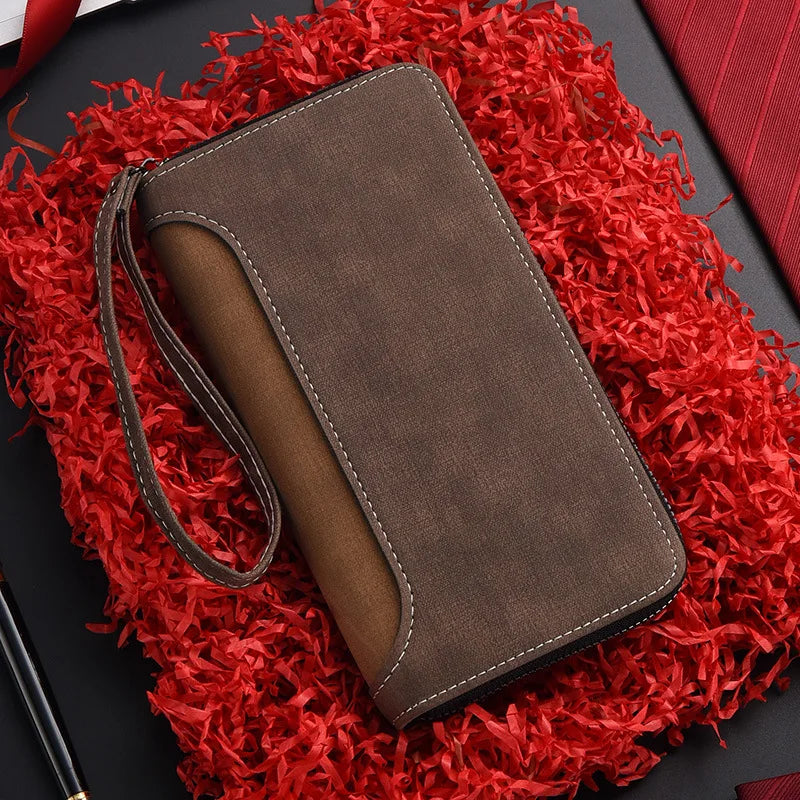 Xajzpa Men's Long Wallet Fashion Multiple Card Slots Card Holder Slim Brand Designer Men Business Wallet Zipper Phone Pouch Coin Purse