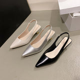 Xajzpa Fashion Female Shoes  New Women's Pumps Solid Color Simple Mid Heel Shoes Sexy Pointed Toe Slingback Elegant Dress Shoes