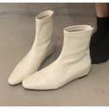 Xajzpa New Fashion Women's Retro Short Boot Women's Autumn/Winter Genuine Leather Pointed Boots Flat Bare Shoes for Women Thin Shoes