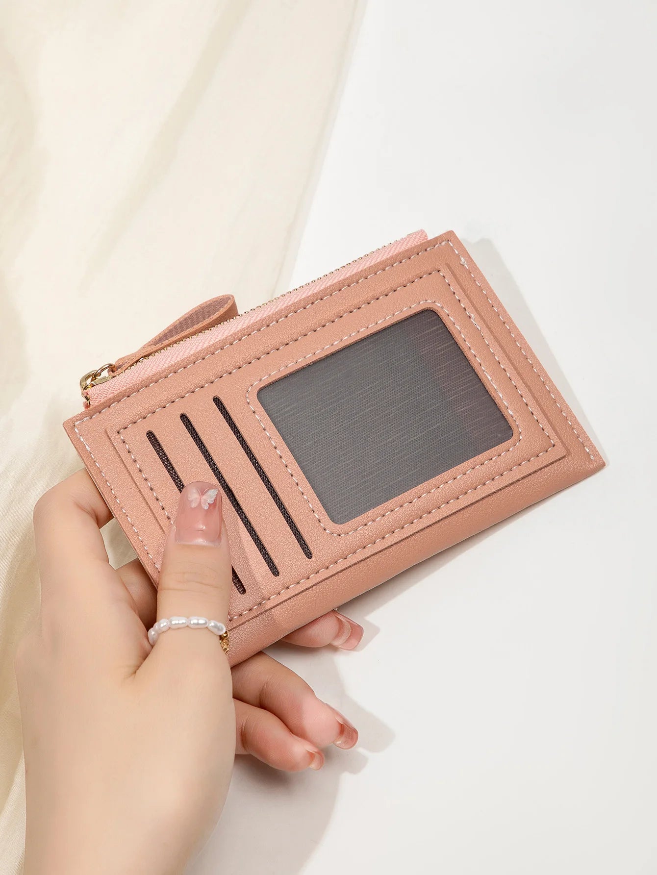 Xajzpa Minimalist Ultra-thin Coin Wallet Fashionable and Portable PU Leather Wallet Multifunctional Credit Card Clip Zipper Card Holder