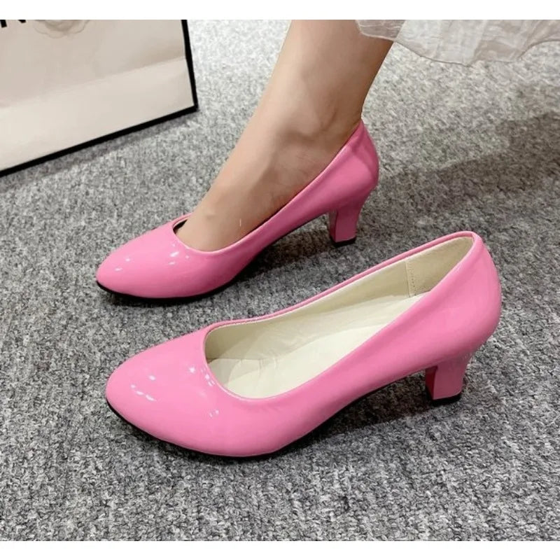 Xajzpa Women Pumps Nude Shallow Mouth Women Shoes New Fashion Office Work Wedding Party Shoes Ladies Low Heel Shoes Summer Heels Woeman